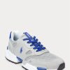 Zapatillas Ralph Lauren Jogger de ante y malla para hombre, color gris/azul real Zapatillas Ralph Lauren Jogger de ante y malla para hombre, color gris/azul real