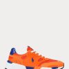 Zapatillas Ralph Lauren Jogger de ante y malla para hombre, color naranja/azul real Zapatillas Ralph Lauren Jogger de ante y malla para hombre, color naranja/azul real