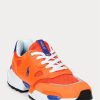 Zapatillas Ralph Lauren Jogger de ante y malla para hombre, color naranja/azul real Zapatillas Ralph Lauren Jogger de ante y malla para hombre, color naranja/azul real