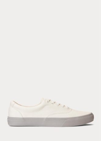 Zapatillas Ralph Lauren Keaton de sarga en blanco y gris para hombre Zapatillas Ralph Lauren Keaton de sarga en blanco y gris para hombre