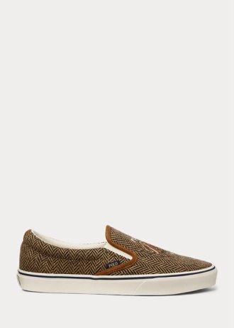 Zapatillas Ralph Lauren Keaton Tweed sin cordones para hombre, color marrón/marrón Zapatillas Ralph Lauren Keaton Tweed sin cordones para hombre, color marrón/marrón