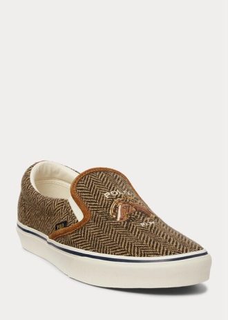 Zapatillas Ralph Lauren Keaton Tweed sin cordones para hombre, color marrón/marrón Zapatillas Ralph Lauren Keaton Tweed sin cordones para hombre, color marrón/marrón