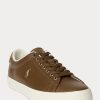 Zapatillas Ralph Lauren Longwood de cuero marrón para hombre Zapatillas Ralph Lauren Longwood de cuero marrón para hombre