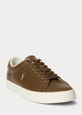 Zapatillas Ralph Lauren Longwood de cuero marrón para hombre