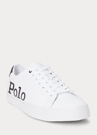 Zapatillas Ralph Lauren Longwood de piel con logotipo para hombre, color blanco y negro