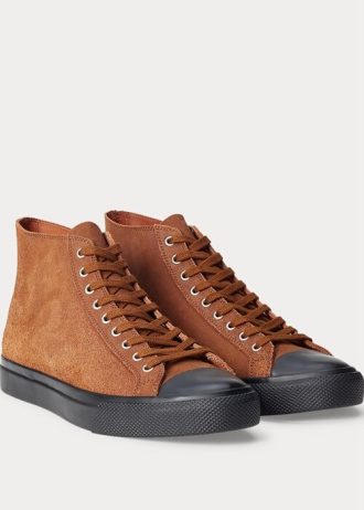 Zapatillas Ralph Lauren Mayport de ante marrón para hombre
