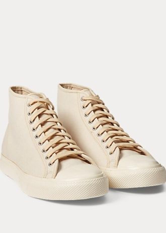 Zapatillas Ralph Lauren Mayport de lona beige para mujer Zapatillas Ralph Lauren Mayport de lona beige para mujer