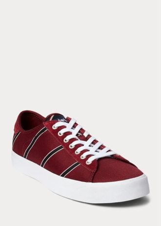 Zapatillas Ralph Lauren Nelson de lana y algodón a rayas burdeos para hombre
