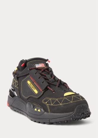Zapatillas Ralph Lauren PS200 para hombre, color negro y amarillo
