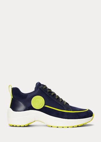 Zapatillas Ralph Lauren Reaghan de cuero y ante para mujer en azul marino Zapatillas Ralph Lauren Reaghan de cuero y ante para mujer en azul marino