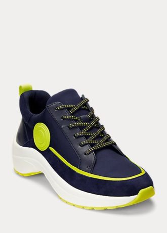 Zapatillas Ralph Lauren Reaghan de cuero y ante para mujer en azul marino Zapatillas Ralph Lauren Reaghan de cuero y ante para mujer en azul marino