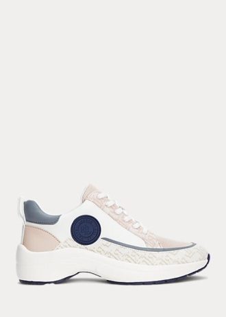 Zapatillas Ralph Lauren Reaghan de piel y jacquard con logo en rosa para mujer Zapatillas Ralph Lauren Reaghan de piel y jacquard con logo en rosa para mujer