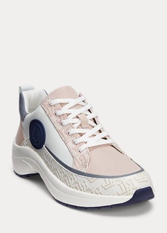 Zapatillas Ralph Lauren Reaghan de piel y jacquard con logo en rosa para mujer Zapatillas Ralph Lauren Reaghan de piel y jacquard con logo en rosa para mujer