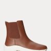 Zapatillas Ralph Lauren Rylee de piel bruñida en color marrón para mujer