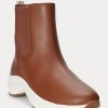 Zapatillas Ralph Lauren Rylee de piel bruñida en color marrón para mujer