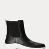 Zapatillas Ralph Lauren Rylee de piel bruñida sin cordones para mujer, color negro Zapatillas Ralph Lauren Rylee de piel bruñida sin cordones para mujer, color negro