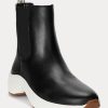 Zapatillas Ralph Lauren Rylee de piel bruñida sin cordones para mujer, color negro Zapatillas Ralph Lauren Rylee de piel bruñida sin cordones para mujer, color negro