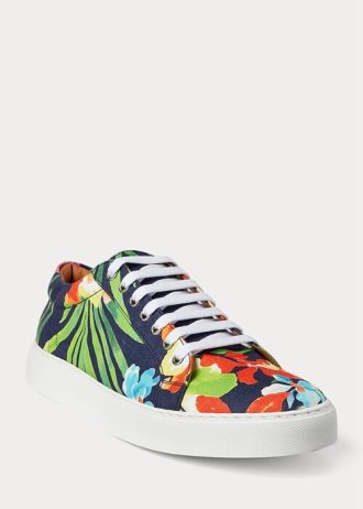 Zapatillas Ralph Lauren Severn de lino con estampado floral multicolor para hombre, color azul marino