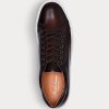 Zapatillas Ralph Lauren Severn de piel de becerro bruñida en marrón oscuro para hombre