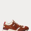 Zapatillas Ralph Lauren Trackster 200 de ante y malla para hombre, color marrón