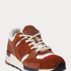 Zapatillas Ralph Lauren Trackster 200 de ante y malla para hombre, color marrón