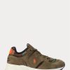 Zapatillas Ralph Lauren Trackster 200 de ante y sarga de camuflaje para hombre, color verde