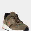Zapatillas Ralph Lauren Trackster 200 de ante y sarga de camuflaje para hombre, color verde