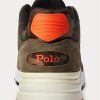 Zapatillas Ralph Lauren Trackster 200 de ante y sarga de camuflaje para hombre, color verde