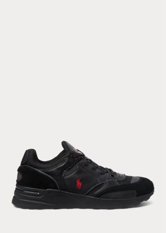 Zapatillas Ralph Lauren Trackster 200 para hombre, color negro y rojo