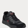 Zapatillas Ralph Lauren Trackster 200 para hombre, color negro y rojo