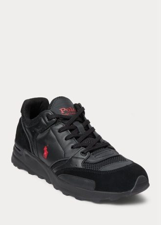 Zapatillas Ralph Lauren Trackster 200 para hombre, color negro y rojo