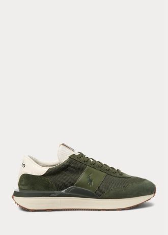 Zapatillas Ralph Lauren Train 89 con paneles de ante en color oliva para hombre
