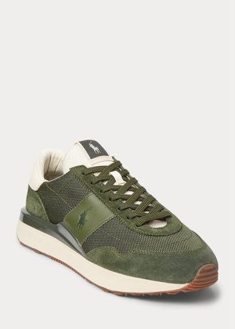 Zapatillas Ralph Lauren Train 89 con paneles de ante en color oliva para hombre