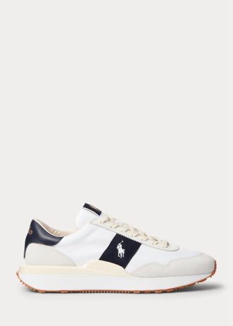 Zapatillas Ralph Lauren Train 89 de ante y Oxford para hombre, color blanco/azul marino