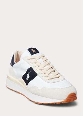 Zapatillas Ralph Lauren Train 89 de ante y Oxford para hombre, color blanco/azul marino