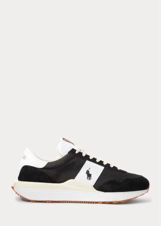Zapatillas Ralph Lauren Train 89 de ante y Oxford para hombre, color negro y blanco