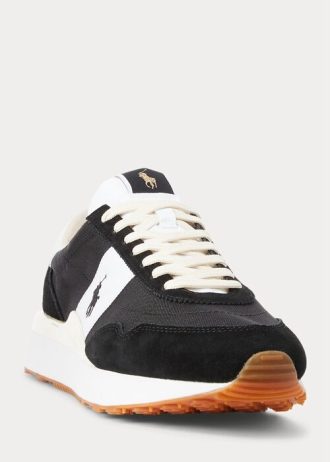 Zapatillas Ralph Lauren Train 89 de ante y Oxford para hombre, color negro y blanco