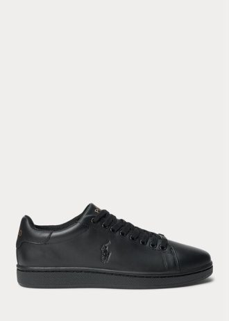 Zapatillas Ralph Lauren Wilton de cuero negro para hombre