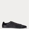 Zapatillas Ralph Lauren Wilton de cuero negro para hombre