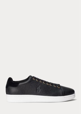 Zapatillas Ralph Lauren Wilton de cuero negro para hombre