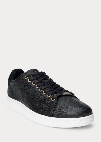 Zapatillas Ralph Lauren Wilton de cuero negro para hombre