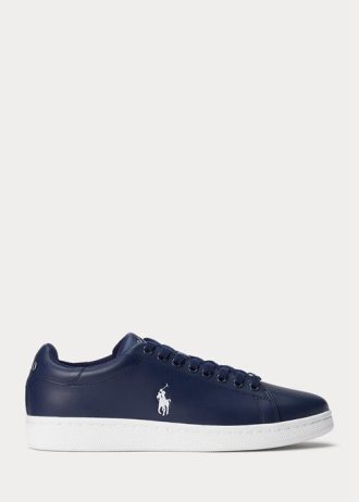 Zapatillas Ralph Lauren Wilton de cuero para hombre en azul marino y blanco Zapatillas Ralph Lauren Wilton de cuero para hombre en azul marino y blanco