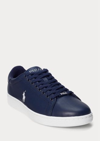 Zapatillas Ralph Lauren Wilton de cuero para hombre en azul marino y blanco Zapatillas Ralph Lauren Wilton de cuero para hombre en azul marino y blanco