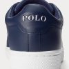 Zapatillas Ralph Lauren Wilton de cuero para hombre en azul marino y blanco Zapatillas Ralph Lauren Wilton de cuero para hombre en azul marino y blanco