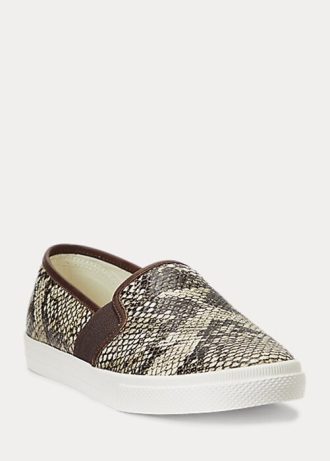 Zapatillas sin cordones de piel con relieve Jinny de Ralph Lauren para mujer