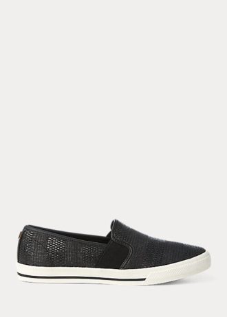 Zapatillas sin cordones tejidas Ralph Lauren Jinny para mujer, color negro