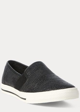 Zapatillas sin cordones tejidas Ralph Lauren Jinny para mujer, color negro