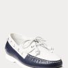 Zapatos casuales de cuero bicolor Ralph Lauren Merton para hombre, color crema/azul marino Zapatos casuales de cuero bicolor Ralph Lauren Merton para hombre, color crema/azul marino
