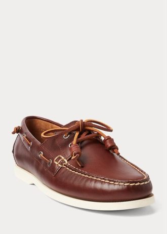 Zapatos casuales de cuero Ralph Lauren Merton para hombre en marrón oscuro Zapatos casuales de cuero Ralph Lauren Merton para hombre en marrón oscuro