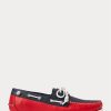 Zapatos casuales Ralph Lauren Merton de cuero bicolor para hombre, color azul marino y rojo Zapatos casuales Ralph Lauren Merton de cuero bicolor para hombre, color azul marino y rojo